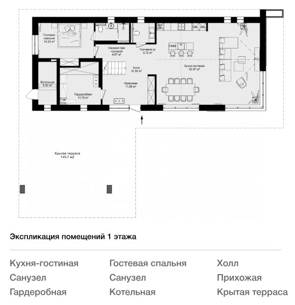 Планировка Вилла по проекту Infinity в охраняемом поселке