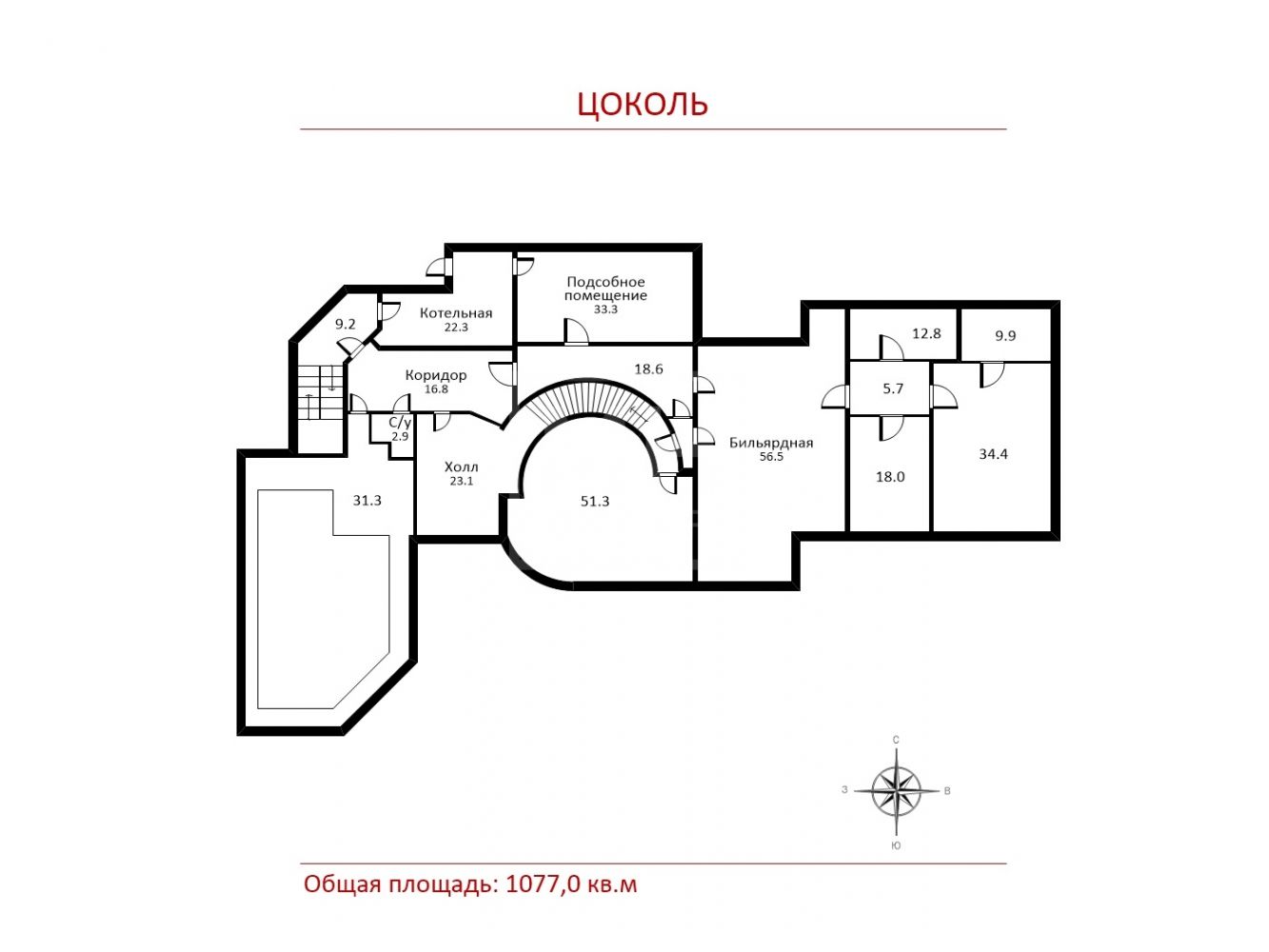Планировка Продажа Дом 1077 м² на участке 45 сот. в ФРМУ (поселок Фонд развития международного Университета)
